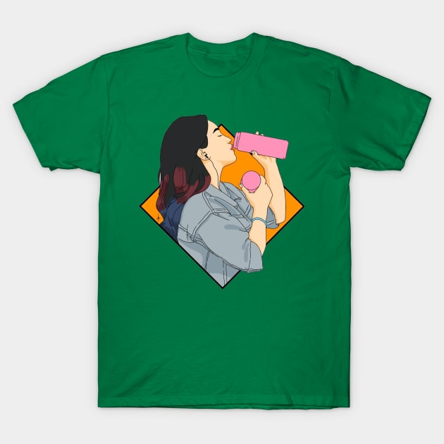 Beautiful woman drinking milk T-Shirt by Gunilata